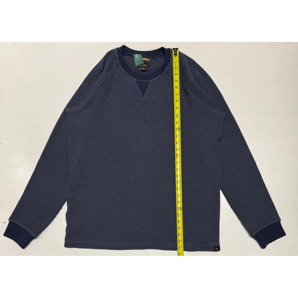 LL Bean Signature Mens XL Heavy Waffle Crew Long Sleeve Shirt Blue Indigo New